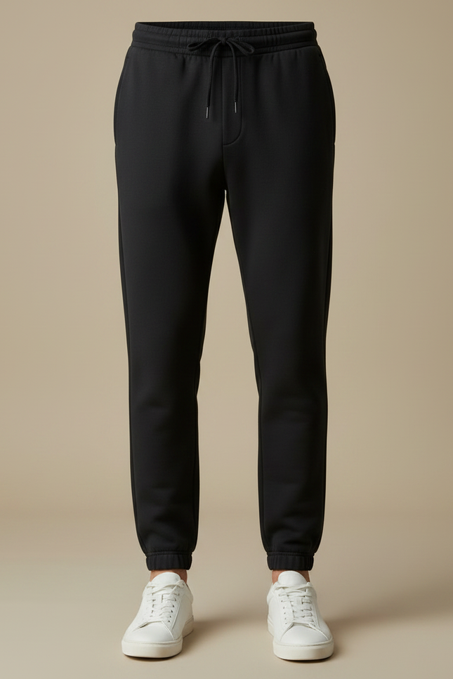 Pantalon Noir Jogging Cordon Coton Décontracté Homme - Molleton - vue 3