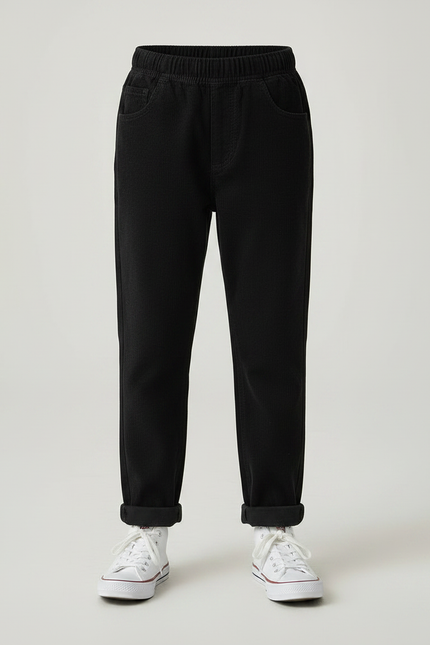 Pantalon Noir Côtelé Décontracté Ample Coton Garçon - Cordé - vue 3