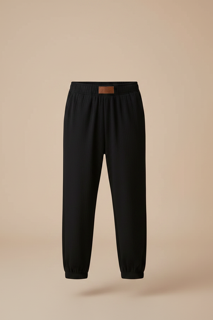 Pantalon Noir Côtelé Ample Garçon Décontracté - Cordé - vue 3