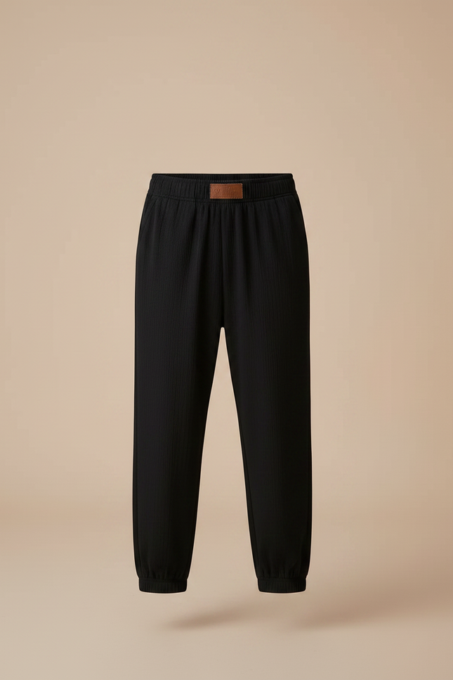 Pantalon Noir Côtelé Ample Garçon Décontracté - Cordé - vue 3