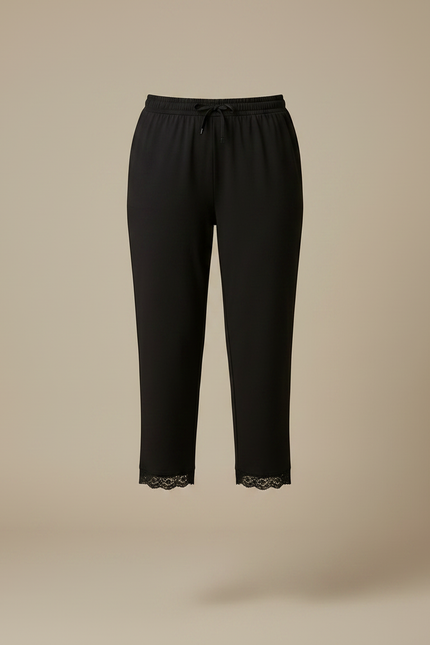 Pantalon Noir Capri Dentelle Confortable Slim-Fit Quotidien - Viscose - vue 3