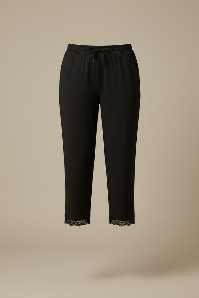 Pantalon Noir Capri Dentelle Confortable Slim-Fit Quotidien - Viscose - vue 3