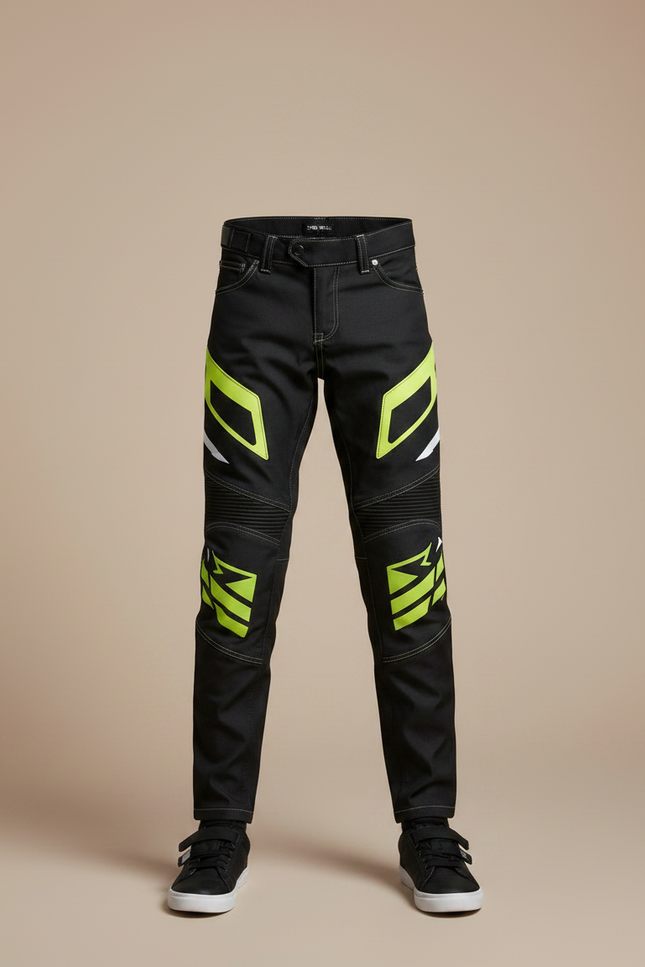 Pantalon Noir Motocross Enfant Fluorescent Sportif - Polyester - vue 3