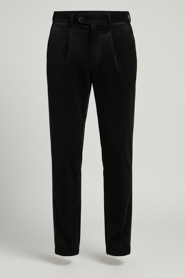 Pantalon Noir Velours Plissé Élégant Homme - Cordé - vue 3