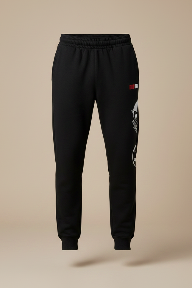 Pantalon Noir Jogger Coton Décontracté Imprimé Sport - Molleton - vue 3