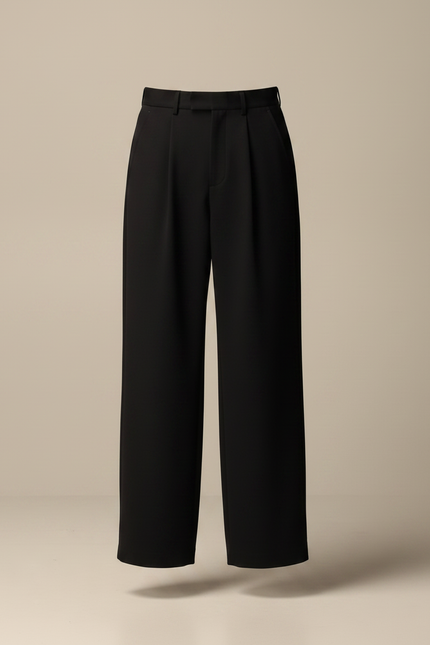 Pantalon Noir Plissé Ample Droit Homme Élégant - Gabardine - vue 3