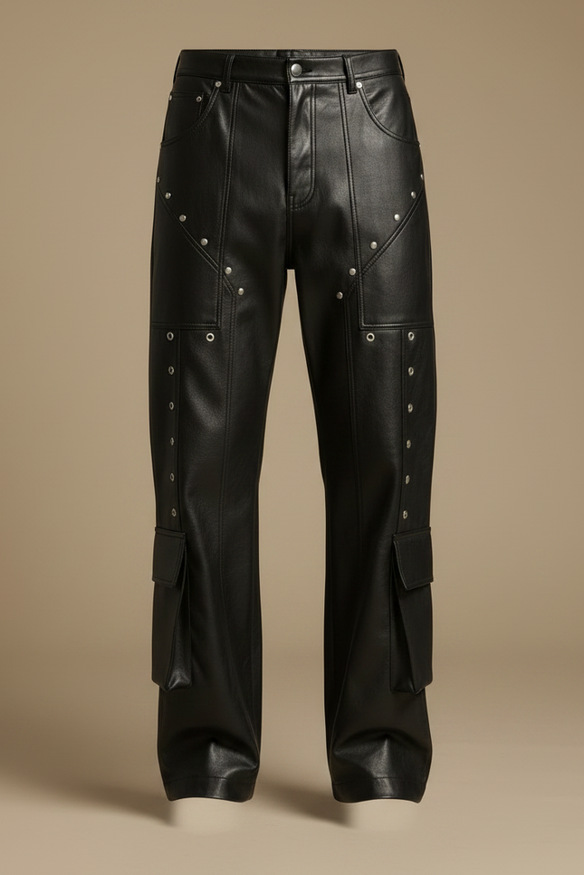 Pantalon Simili Cuir Noir Homme - vue 3