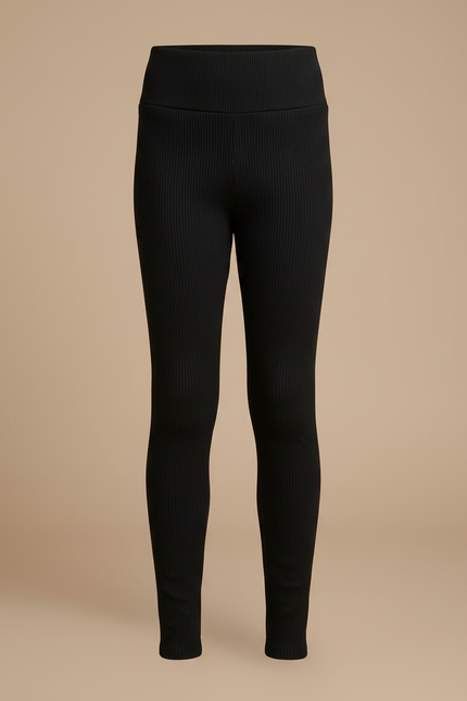 Pantalon Noir Côtelé Ajusté Fille - Maille - vue 3