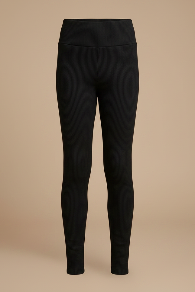 Pantalon Noir Côtelé Ajusté Fille - Maille - vue 3