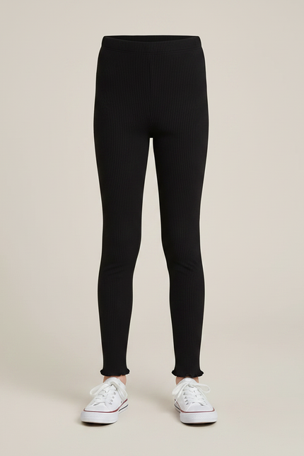 Pantalon Noir Côtelé Slim Confortable Fille - Maille - vue 3