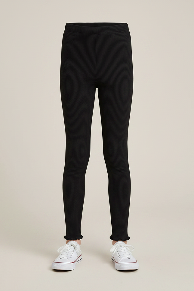 Pantalon Noir Côtelé Slim Confortable Fille - Maille - vue 3