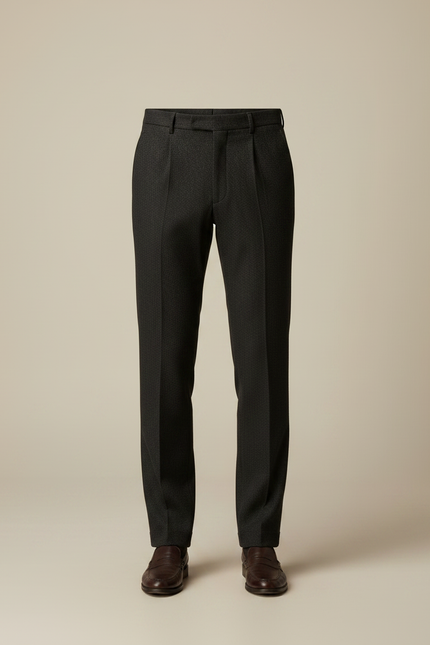 Pantalon Noir Droit Laine Élégant Habillé Homme - vue 3