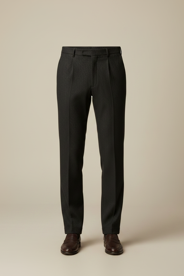 Pantalon Noir Droit Laine Élégant Habillé Homme - vue 3