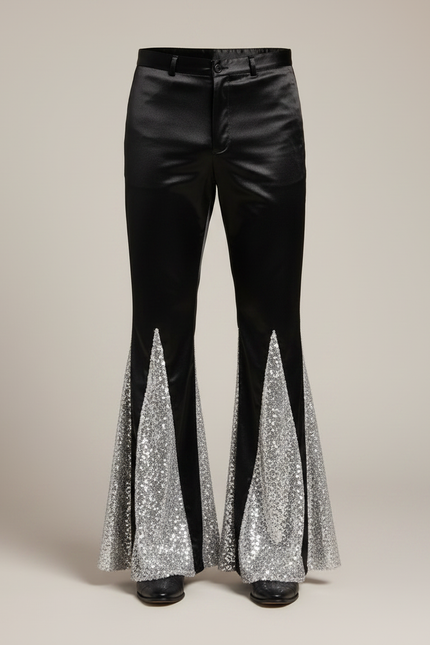 Pantalon Noir A Paillette Homme - Satin - vue 3