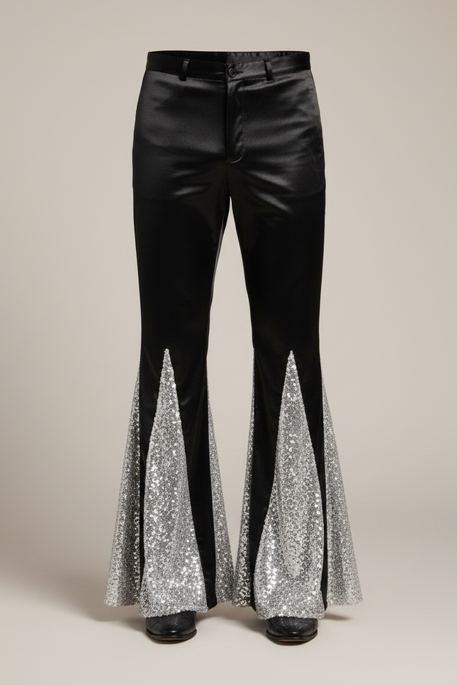 Pantalon Noir A Paillette Homme - Satin - vue 3