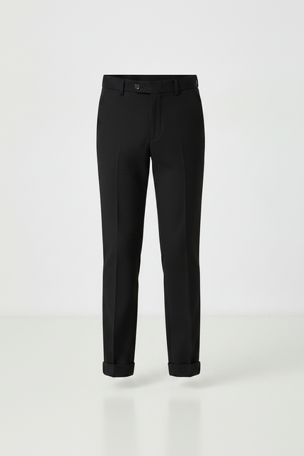 Pantalon Noir Élégant Garçon Ajusté Formel Droit - Gabardine - vue 3