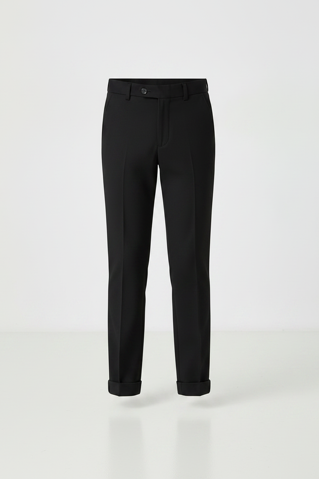 Pantalon Noir Élégant Garçon Ajusté Formel Droit - Gabardine - vue 3