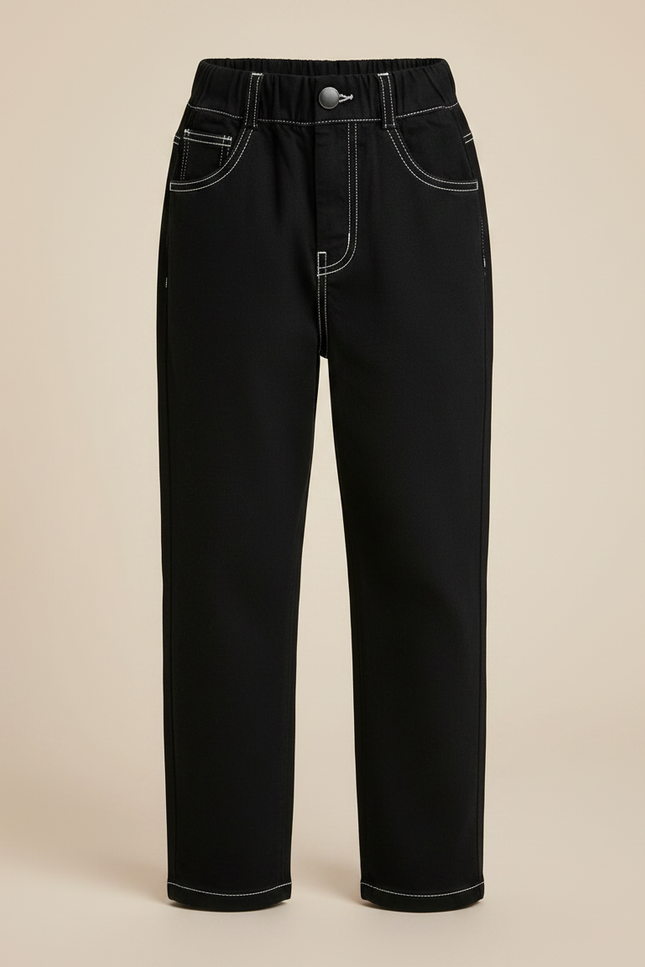 Pantalon Noir Enfant Coton Ample Décontracté - Jean - vue 3