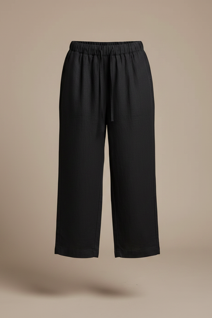 Pantalon Noir Lin Ample Cordon Enfant - vue 3