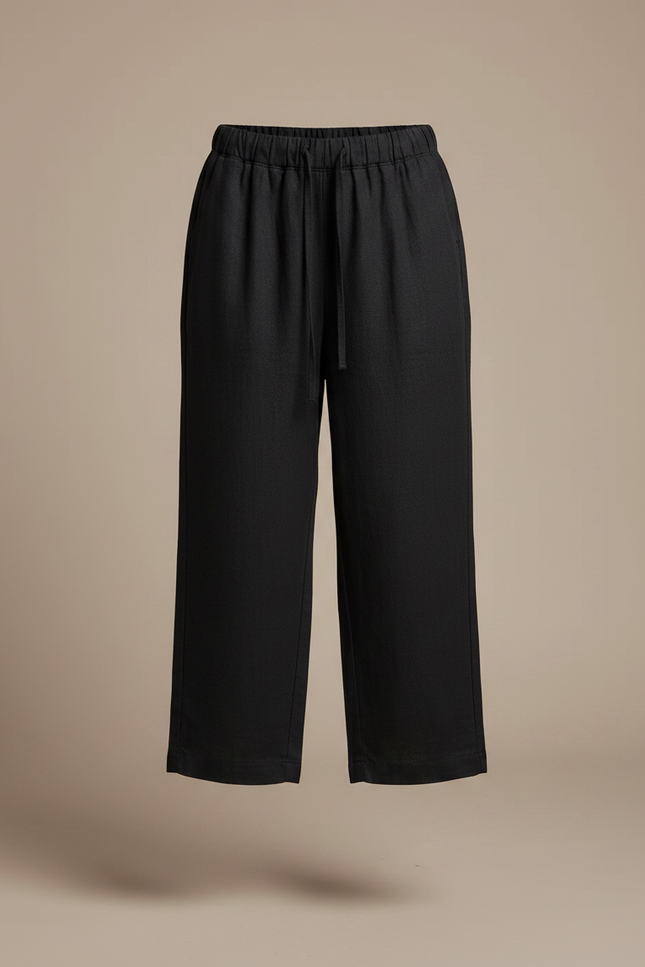 Pantalon Noir Lin Ample Cordon Enfant - vue 3