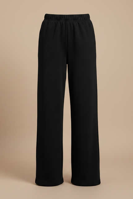 Pantalon Noir Ample Décontracté Taille Haute Femme - Molleton - vue 3