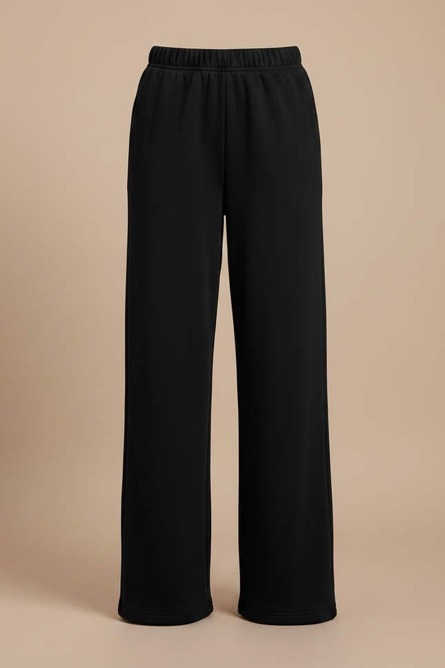 Pantalon Noir Ample Décontracté Taille Haute Femme - Molleton - vue 3