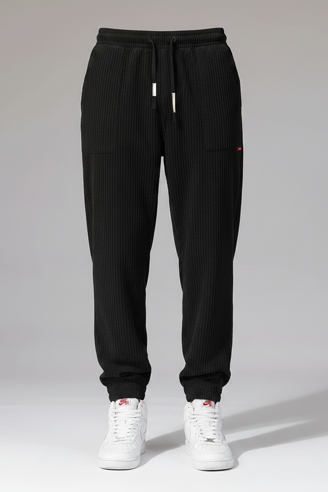 Pantalon Noir Rayé Homme - Cordé - vue 3