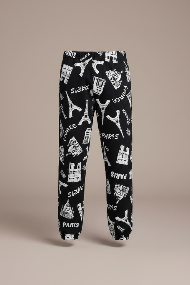 Pantalon Noir Imprimé Paris Enfant Décontracté - Molleton - vue 3