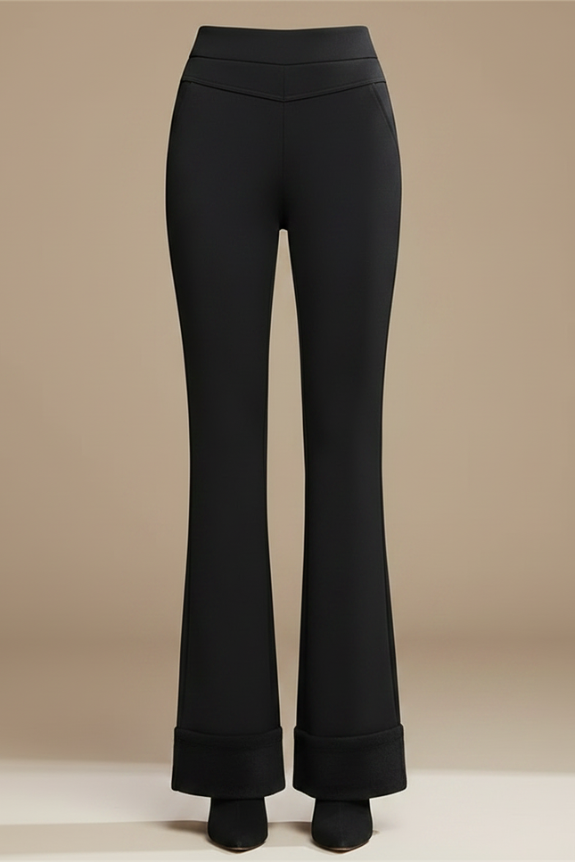 Pantalon Flare Noir Taille Haute - Gabardine - vue 3