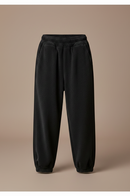 Pantalon Noir Côtelé Ample Décontracté Élastique Enfant - Cordé - vue 3
