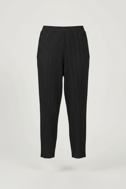 Pantalon Noir Plissé Carotte Décontracté Femme - Polyester - vue 3