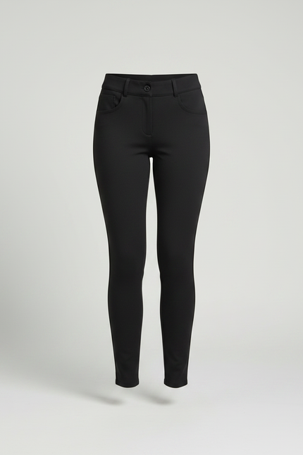 Pantalon Noir Ajusté Équitation Poches Femme - Polyester - vue 3