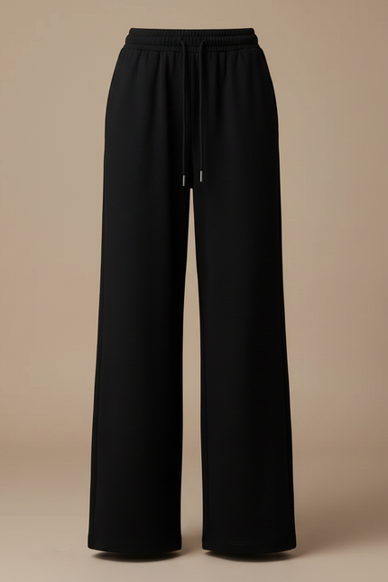 Pantalon Noir Large Fluide Décontracté Confortable - Molleton - vue 3