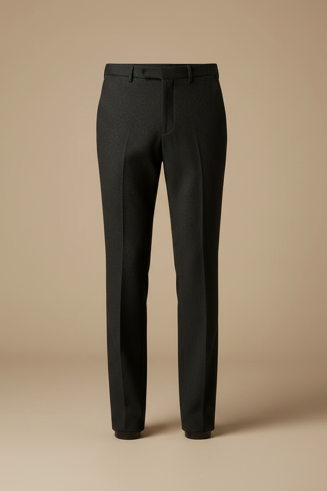 Pantalon Noir Laine Droit Formel Homme Élégant - Gris - vue 3