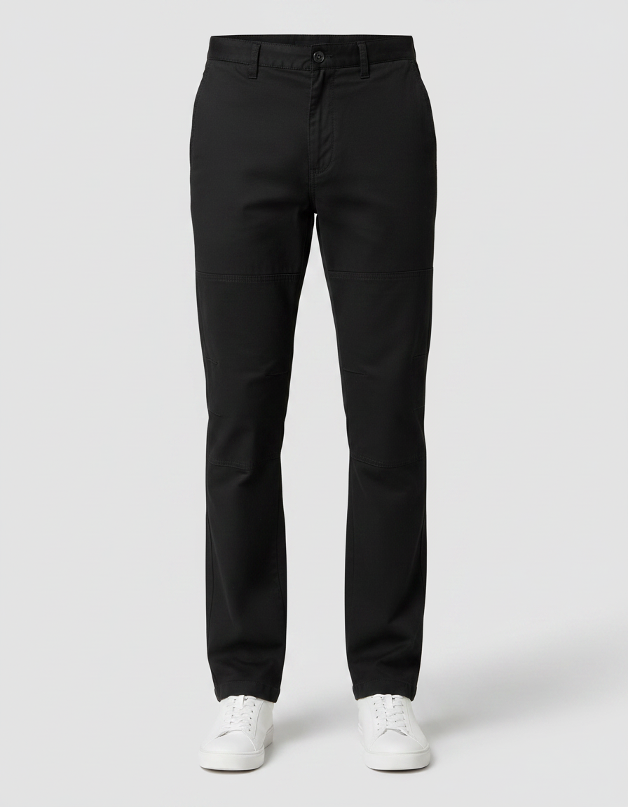 Pantalon Noir Homme Droit Coton Décontracté - Gabardine - vue 2