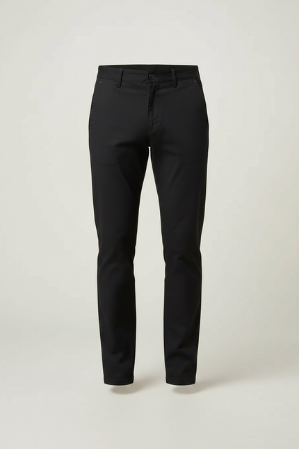 Pantalon Noir Homme Coton Droit Élégant Décontracté - Gabardine - vue 3
