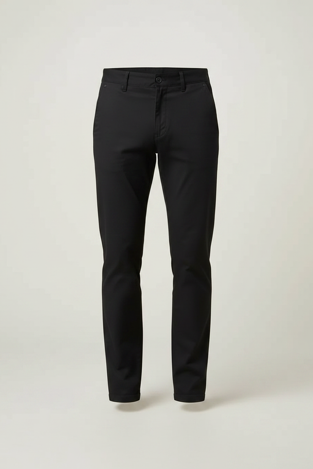 Pantalon Noir Homme Coton Droit Élégant Décontracté - Gabardine - vue 3