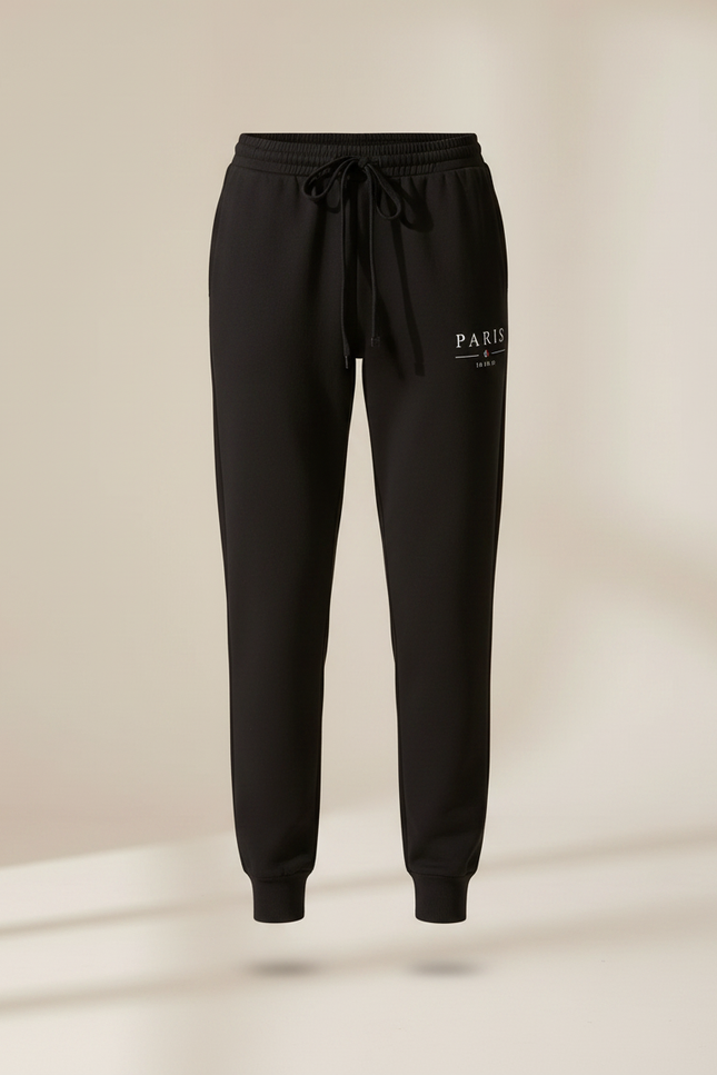 Pantalon Noir Jogging Molletonné Sport Décontracté PARIS - vue 3
