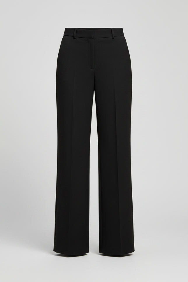 Pantalon Noir Femme Taille Haute Évasé Élégant - Gabardine - vue 3