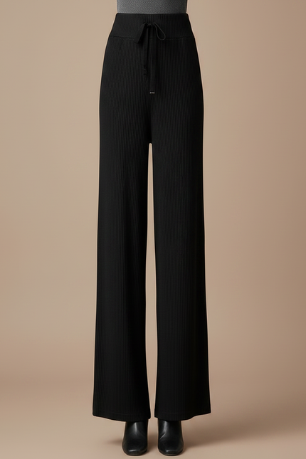 Pantalon Noir Côtelé Large Fluide Confortable - Maille - vue 3