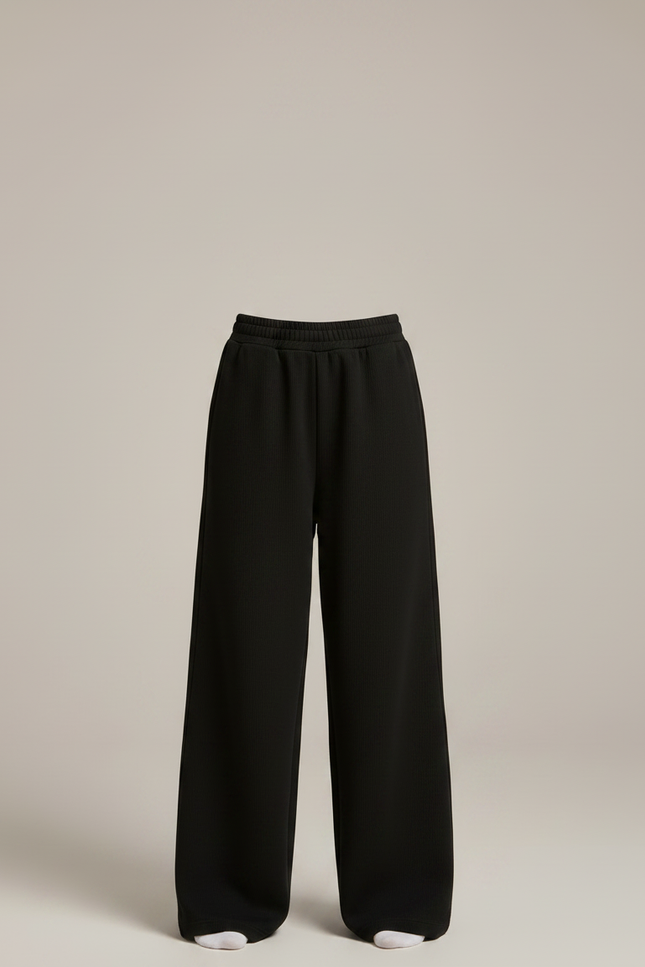 Pantalon Noir Ample Côtelé Enfant Confortable - Maille - vue 3