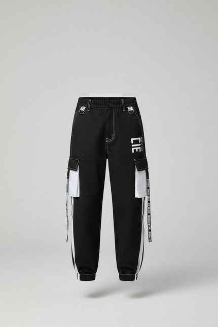 Pantalon Cargo Noir Taille Haute - Toile - vue 3