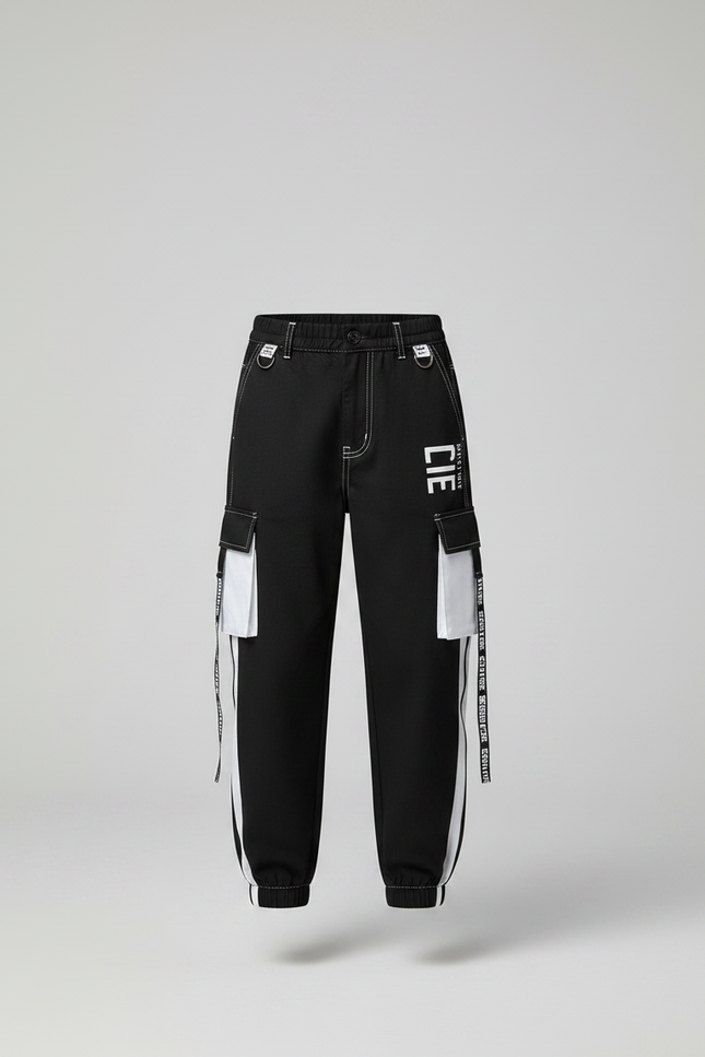 Pantalon Cargo Noir Taille Haute - Toile - vue 3