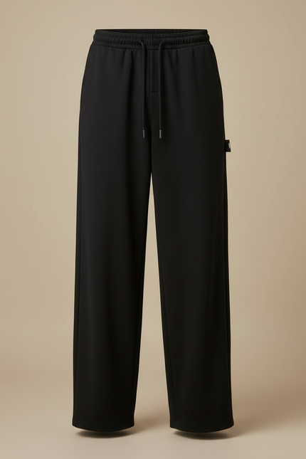 Pantalon Noir Ample Décontracté Cordon Droit Homme - Molleton - vue 3