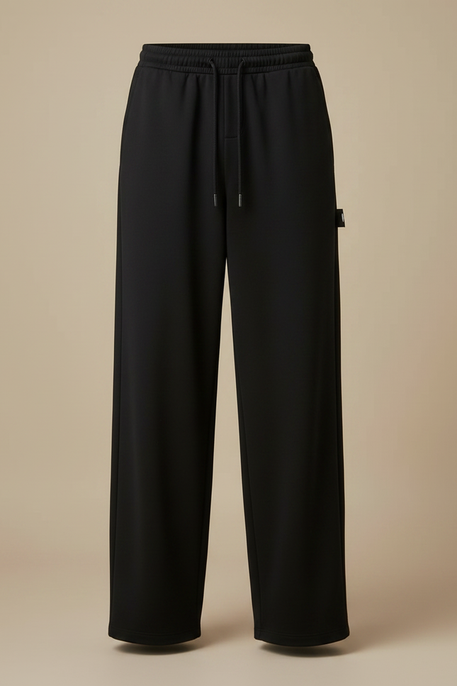 Pantalon Noir Ample Décontracté Cordon Droit Homme - Molleton - vue 3