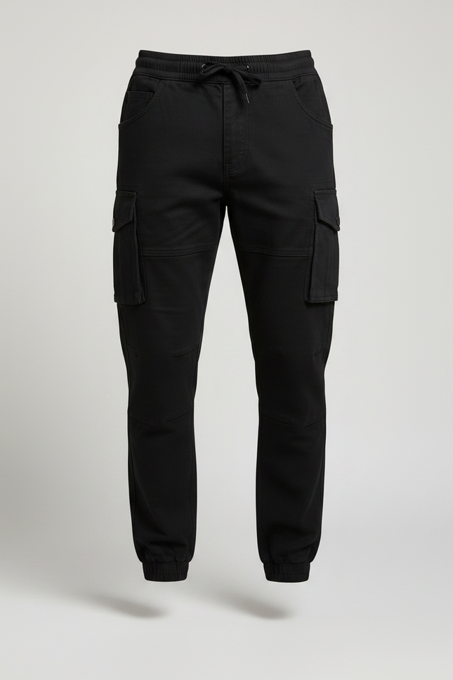 Pantalon Noir Cargo Homme Coton Décontracté Urbain - vue 3