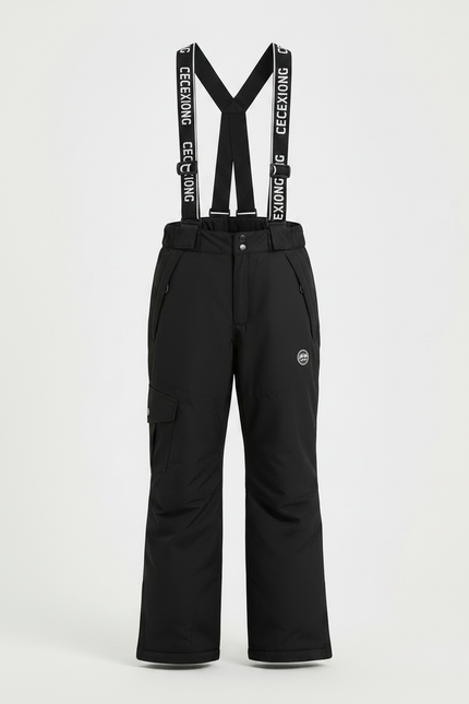 Pantalon Noir Imperméable Salopette Ski Enfant Chaud - Polyester - vue 3