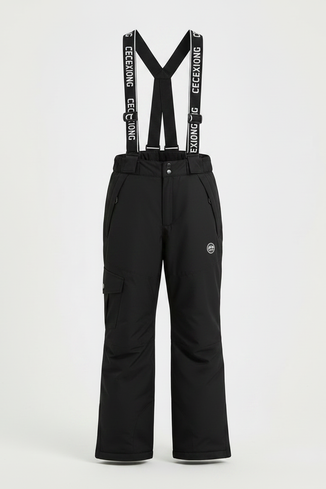 Pantalon Noir Imperméable Salopette Ski Enfant Chaud - Polyester - vue 3