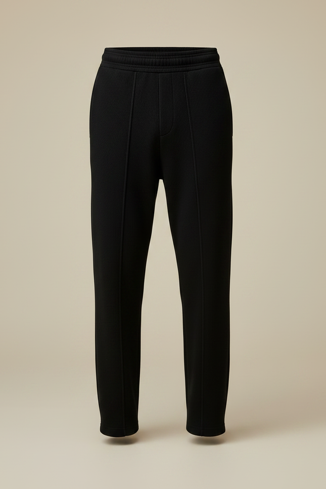 Pantalon Noir Ample Texturé Couture Homme - Cordé - vue 3