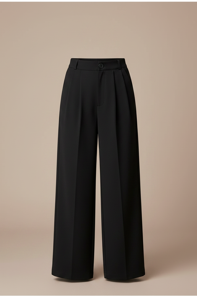 Pantalon Noir Ample Plissé Taille Haute Fille - Polyester - vue 3
